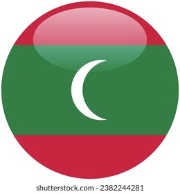 Flag of Maldives. Button flag icon. Standard color. Circle icon flag. 3d illustration. Computer illustration. Digital illustration. Vector illustration.
