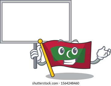 Flag maldives cartoon with in bring board character
