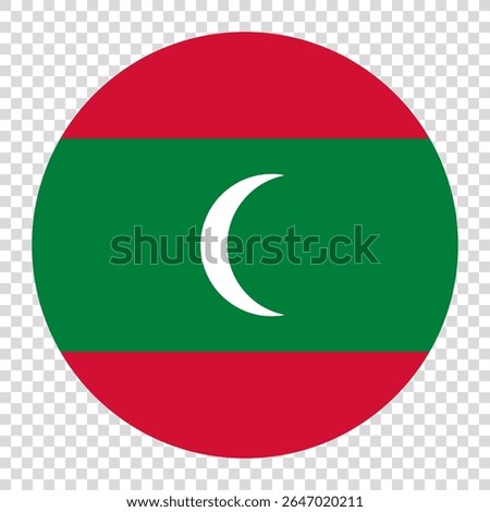 Flag of Maldives. Maldives circle flag logo icon computer vector illustration design. Transparent checkerboard background.