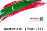 Flag of Maldives country. Happy Independence day of Maldives background with grunge brush flag illustration