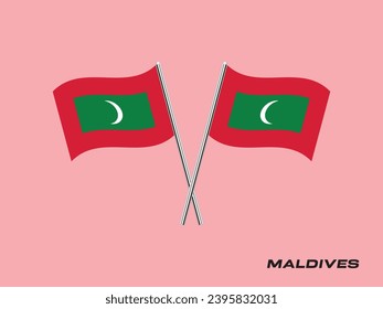 Flag of Maldives, Maldives cross flag design. Maldives cross flag isolated on white background. Vector Illustration of crossed Maldives flags.