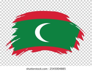 Bandeira das Maldivas com efeito de pincel de traço de tinta aflita em plano de fundo isolado