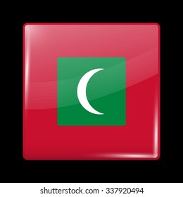 Flag of Maldives. Glassy Icon Square Shape. This is File from the Collection Flags of Asia