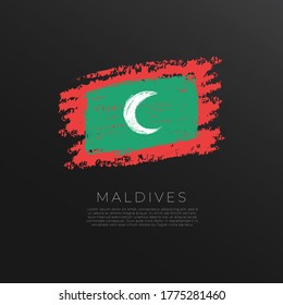 Flag of Maldives in Grunge Brush Stroke : Vector Illustration