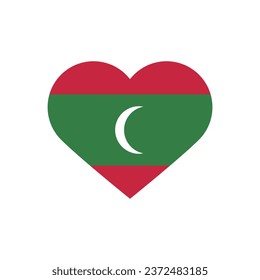 Flag of Maldives. Heart icon flag. Heart-shaped flag icon. Standard color. Computer illustration. Digital illustration. Vector illustration.