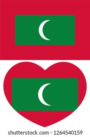 Flag of Maldives. Maldives flag, Heart vector, sticker, eps10