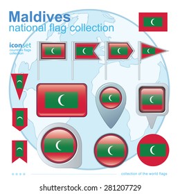 Flag of Maldives, icon collection, vector illustration