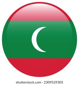 The flag of Maldives. Flag icon. Standard color. Round flag. 3d illustration. Computer illustration. Digital illustration. Vector illustration.