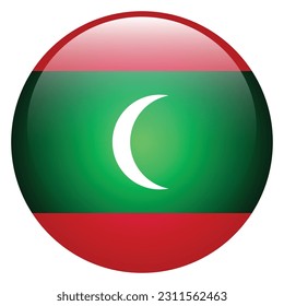 The flag of Maldives. Flag icon. Standard color. Round flag. 3d illustration. Computer illustration. Digital illustration. Vector illustration.