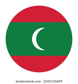 Flag of Maldives. Flag icon. Standard color. Circle icon flag. 3d illustration. Computer illustration. Digital illustration. Vector illustration.