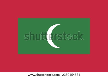 Flag of Maldives. Flag icon. Standard color. Standard size. A rectangular flag. Computer illustration. Digital illustration. Vector illustration.