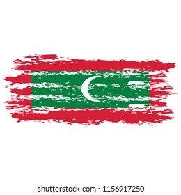 Flag of Maldives the illustration vector on a white background, brush stroke Design Elements