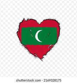 Flag Of Maldives in love texture brush  with transparent background, vector illustration in eps file