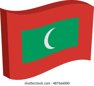 Flag of Maldives, officially the Republic of Maldives. Vector illustration of a stylized flag. The slit in the paper with shadows. Element for infographics.