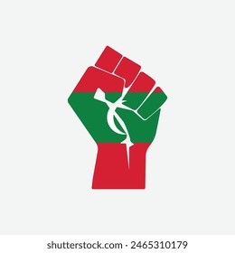 Flag of Maldives in the shape of raised hand sign isolated on background. Fist symbol modern, simple, vector, icon for website design, mobile app, ui. Vector Illustration