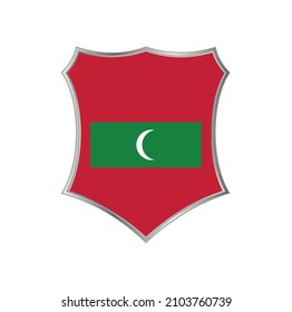 Bandera de Maldivas con marco de escudo plateado