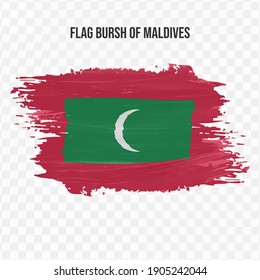 Flag Of Maldives in texture brush  with transparent background, vector illustration in eps file