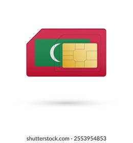 Flag of Maldives. Vector illustration of SIM Card with flag on white background