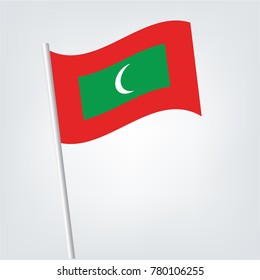 Flag of Maldives , Maldives flag waving isolated vector illustration,
Maldives flag waving on white background, close up, isolated with clipping path mask alpha channel transparency.