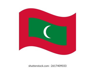 Flag of Maldives. Maldives wavy flag digital vector illustration. Fluttering flag.