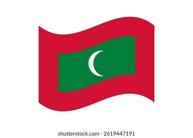 Flag of Maldives. Maldives wavy flag digital vector illustration. Fluttering flag.