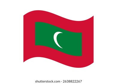 Flag of Maldives. Maldives wavy flag digital vector illustration. Fluttering flag.
