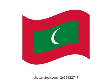 Flag of Maldives. Maldives wavy flag digital vector illustration. Fluttering flag.