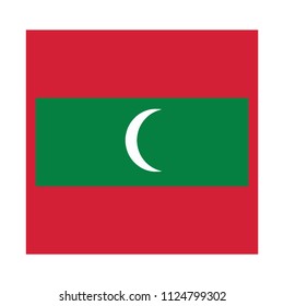 Flag of Maldives,Maldives Flag Vector Square Icon - Illustration, Flag of Maldives. Abstract concept, icon, square, button. Raster illustration on white background.