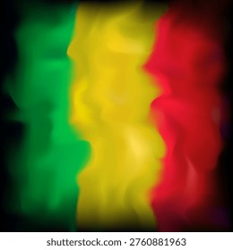Flag of mali. Abstract grunge background. Malian flag. Watercolor dark background. Color grunge texture for creative design. Nation patriotic template. Mali vector banner design