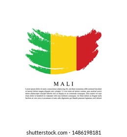 Flag of Mali with brush stroke effect and information text poster, Mali flag termplate design. Vector eps 10