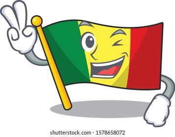 Flag mali Character cartoon style with two fingers