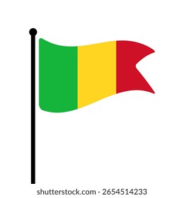 Bandeira do Mali. Mali bandeira computador digital vetor ilustração ícone design. Bandeira de mastro flutuante.