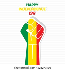 Flag of Mali in hand , happy Independence Day design vector
