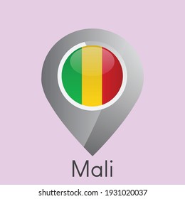 Flag of Mali location pin icon design, Simple bright gradient vector illustration, eps 10
