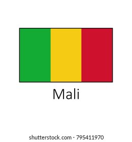 Flag of Mali with name icon. Official colors and proportion correctly. National Mali Flag vector. 