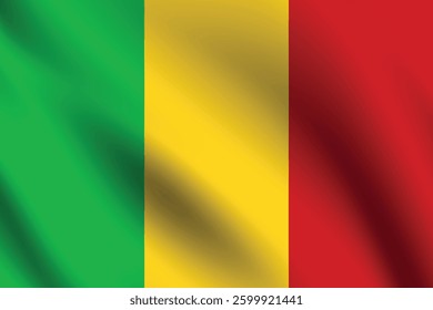 Flag of Mali. Mali flag official colors and proportion digital vector illustration. Wavy flag.