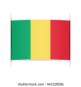 Flag of Mali, officially the Republic of Mali. Vector illustration of a stylized flag. The slit in the paper with shadows. Element for infographics.