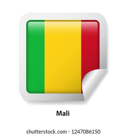 Flag of Mali. Round glossy sticker