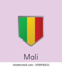 Bandera de Mali diseño de icono de escudo, ilustración simple de vector gradiente, eps 10

