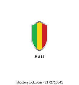 Bandera de Mali con icono de forma de escudo ilustración vectorial plana