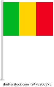 Flag of Mali with silver pole flat icon isolated on white background.