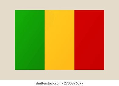 Icono de la bandera de Mali ilustrado en un simple estilo plano, un Vector patriótico para la nación de África occidental..