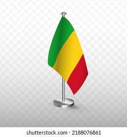 Flag of Mali. Vector illustration of a flag with flagpole on a transparent background (PNG).