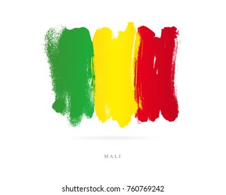 Flag of Mali. Vector illustration on white background. Beautiful brush strokes. Abstract concept. Elements for design.