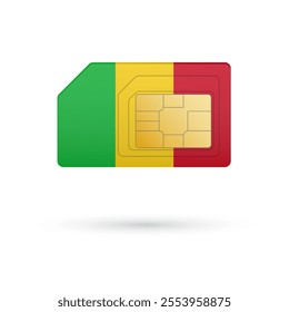 Flag of Mali. Vector illustration of SIM Card with flag on white background