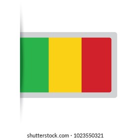 Flag of Mali. Vector illustration of a stylized flag. The slit in the paper with shadows. isolated on white.