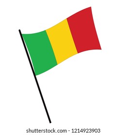 Flag of Mali , Mali flag waving isolated vector illustration
