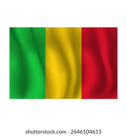 Bandeira do Mali ondulada flui ao vento, com dobras 3d