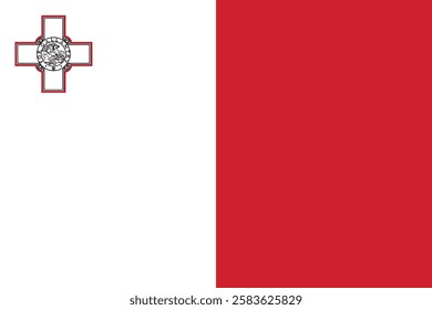 The flag of Malta is a bicolour, with white in the hoist and red in the fly. A representation of the George Cross, awarded to Malta by George VI in 1942, is carried, edged with red.