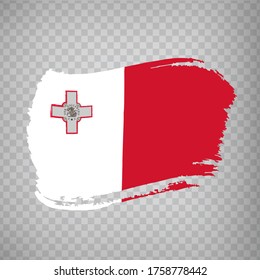 Bandera de Malta de pinceladas.  Bandera República de Malta sobre fondo transparente para el diseño de su sitio web, logotipo, aplicación, interfaz de usuario. Europa. Ilustración del vector EPS10